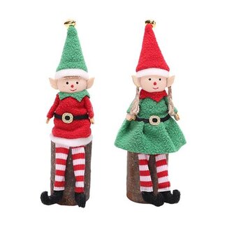 HBXD Christmas Table Deco Sitting Elf 2ass. w/FSC H19