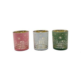 HBXD Tealight Holder Glass 3ass. H8
