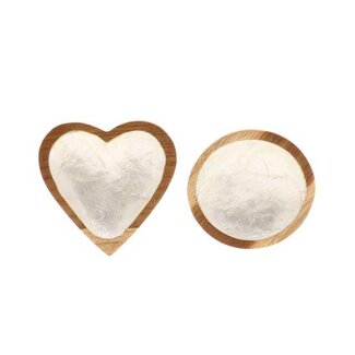HBXD Plate Teak Capiz Heart/Bowl 2Ass