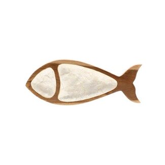 HBXD Tray Teak Capiz Fish L46W18H2