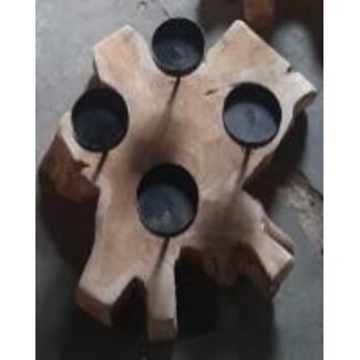 HBXD Candleholder 4 Teak Lilin L40W40H10