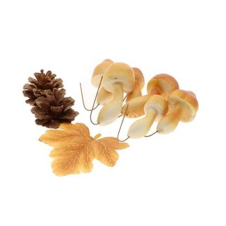 HBXD Hobby Mushroom+Pinecone+Leaf 9Pcs