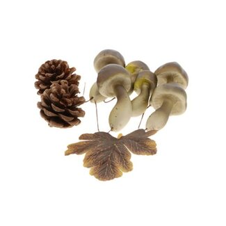 HBXD Hobby Mushroom+Pinecone+Leaf 9Pcs
