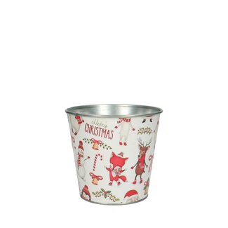 4A Kerst Zink Jule pot d13*12cm