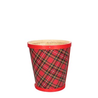 4A Kerst Hout ruit pot d13*14cm