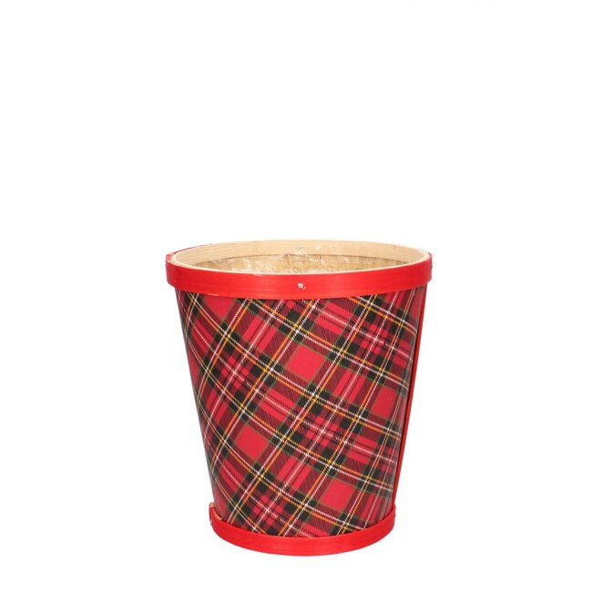 Kerst Hout ruit pot d13*14cm
