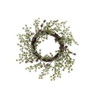 HBXD Krans “Snowy Pine” | Kleur: Groen | Kerstdecoratie | Hoogte 10 centimeter | Diameter 45 centimeter | Per krans