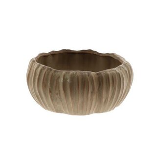 HBXD Schaal  met Structuur “Chalise” | Kleur: Donkerbruin | Woondecoratie | Hoogte 9 centimeter | Diameter 19.5 centimeter | Per 2 schalen