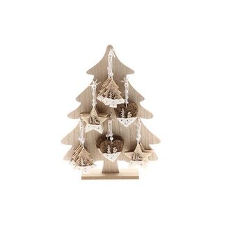 HBXD Weihnachtsbaum mit Anhängern | Farbe: Gemischte Farben | Weihnachtsdekoration | Länge 26 Zentimeter | Breite 5 Zentimeter | Höhe 35 Zentimeter | 36 Anhänger pro Weihnachtsbaum | Je 2 Weihnachtsbäume