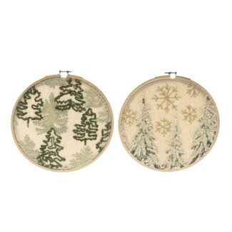 HBXD Kersthanger | Kleur: Groen Wit | Kerstdecoratie | Hoogte 1 centimeter | Diameter 22 centimeter | Assortiment van 2 hangers | Per assortiment