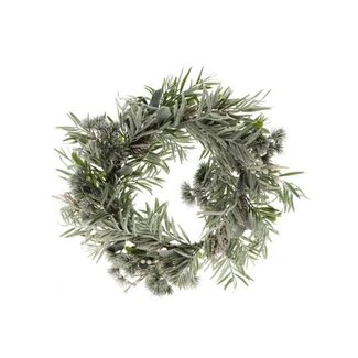 HBXD Krans “Polar Frosty” | Kleur: Groen Wit | Kerstdecoratie | Hoogte 8 centimeter | Diameter 50 centimeter | Per 2 kransen