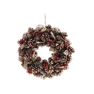 HBXD Krans “Frostberry” | Kleur: Rood | Kerstdecoratie | Hoogte 9 centimeter | Diameter 38 centimeter | Per krans