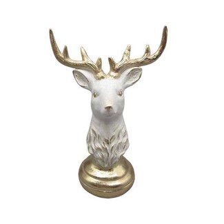 HBXD Deer Head on Stand “Halo" | Colour: Natural White | Christmas Decoration | Length 18 centimetres | Width 10 centimetres | Height 25 centimetres | Per 2 deer