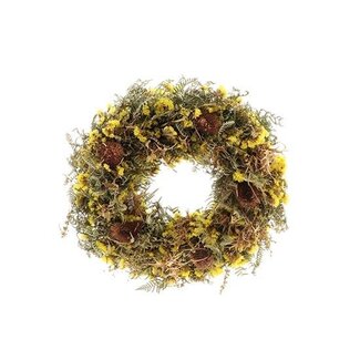 HBXD Krans “Sunset Field” | Kleur: Geel | Kerstdecoratie | Hoogte 9 centimeter | Diameter 40 centimeter | Per krans