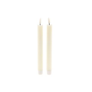 HBXD LED Candles with Timer “Stripe” | Colour: Ivory | Christmas Decoration | Height 24.5 centimetres | Diameter 2.2 centimetres | Set of 2 | Per 24 Sets