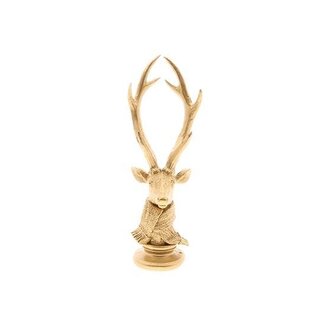 HBXD Hirsch auf Sockel „Nordan“ | Farbe: Gold | Weihnachtsdekoration | Länge 11 Zentimeter | Breite 11 Zentimeter | Höhe 31 Zentimeter | Pro 2 Hirsche