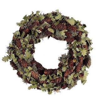 HBXD Krans “Cone Kamule” | Kleur: Bruin Groen | Kerstdecoratie | Diameter 60 centimeter | Per 2 kransen