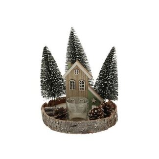 HBXD Tealight holder “Scene House” | Colour: Brown | Christmas decoration | Height 19 centimetres | Diameter 19 centimetres | Set of 2 tealight holders