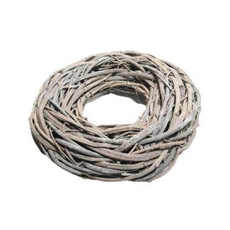 HBXD Krans “Flat Rattan” | Kleur: Lichtgrijs | Kerstdecoratie | Diameter 48 centimeter | Per 2 kransen