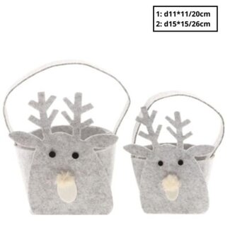 4A Kerst Tas rendier vilt S/2 d15*15/26cm