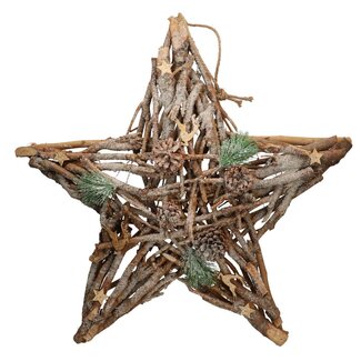 4A Kerst naturel Ster takken deco d60*15cm