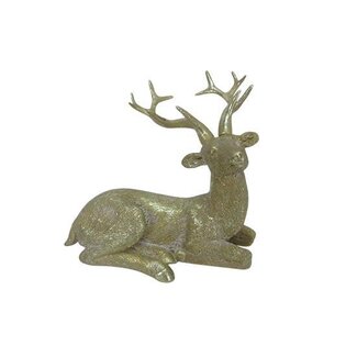 HBXD Lying-Down Deer “Norrin” | Colour: Champagne | Christmas decoration | Length 12 centimetres | Width 12 centimetres | Height 10 centimetres | Pack of 2 deer