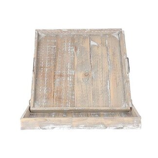 HBXD Tablett-Set mit 2 Stück „Scaffold“ | Farbe: Hellgrau | Wohnaccessoires | Länge 59 Zentimeter | Breite 59 Zentimeter | Höhe 5,5 Zentimeter | Pro 2er-Set