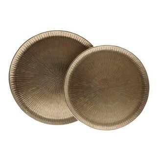 HBXD Ensemble de 2 plateaux « Sunburst » | Couleur : or | Décoration intérieure | Diamètre : 44 centimètres | Par lots de 2