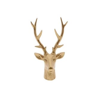 HBXD Tête de cerf « Halvar » | Couleur : or | Décoration de Noël | Longueur 13,3 centimètres | Largeur 11 centimètres | Hauteur 26 centimètres | Par lot de 2 cerfs