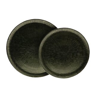 HBXD Dienblad set van 2 “Sunburst” | Kleur: Olijfgroen | Woondecoratie | Diameter 44 centimeter | Per 2 sets