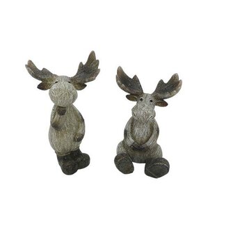 HBXD Elch-Set aus 2 “Bram” | Farbe: Hellbraun | Weihnachtsdekoration | Länge 7,8 Zentimeter | Breite 7,5 Zentimeter | Höhe 11,5 Zentimeter | Pro 2 Sets