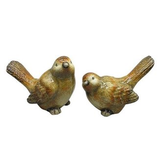 HBXD Oiseau “Maple” | Couleur : marron | Décoration d’automne | Longueur 20 centimètres | Largeur 10,5 centimètres | Hauteur 15,5 centimètres | Assortiment de 2 oiseaux | Par 2 assortiments