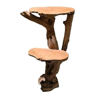 HBXD Teakhouten Tafel “Pot holder” | Kleur: Bruin | Woondecoratie | Hoogte 120 centimeter | Diameter 50 centimeter | Per 2 tafels