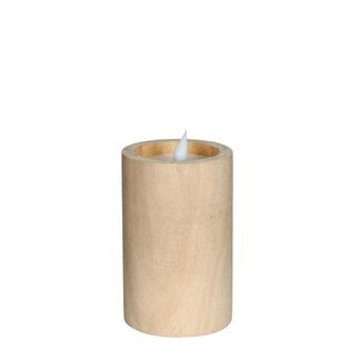 4A Kaars LED Wood d08*12.5cm timer/ex.batt