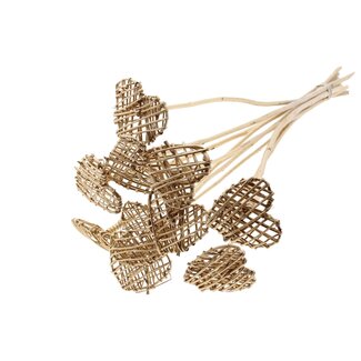 QC Rotan Lata Hart op stok | Kleur: Antiek Goudkleurig | Platte Bijsteker | Lengte ± 50 centimeter | 10 bijstekers per bos | Per bos