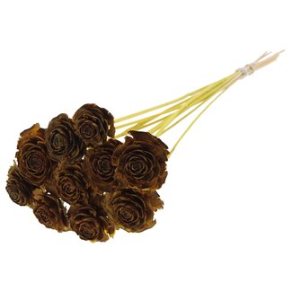 QC Cedar Rose on stem | Colour: Yellow | Pinecone Pick | Length ± 50 centimeter | 10 picks per bunch