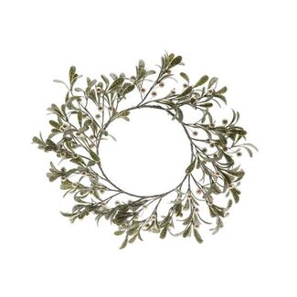HBXD Krans “Mistletoe With Pearl” | Kleur: Groen | Kerstdecoratie | Hoogte 10 centimeter | Diameter 40 centimeter | Per 2 kransen