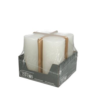 4A Rustieke Stompkaars “Safe Candle” | Kleur: Naturel Wit | Diameter 7 centimeter | Hoogte 14 centimeter | ± 69 branduren | Per 4 kaarsen