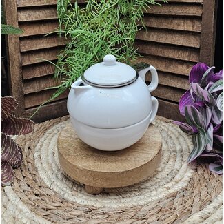 Teiera Amelia Infusore Acciaio Viva Scandinavia Teiera Amelia In Porcellana - 750 Ml Bianco Con Coperchio Legno Teiera Design Classica