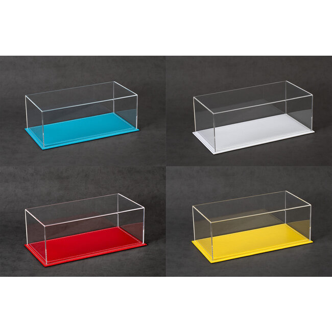 Vitrine leder/plexiglas in diverse kleuren -2lagen