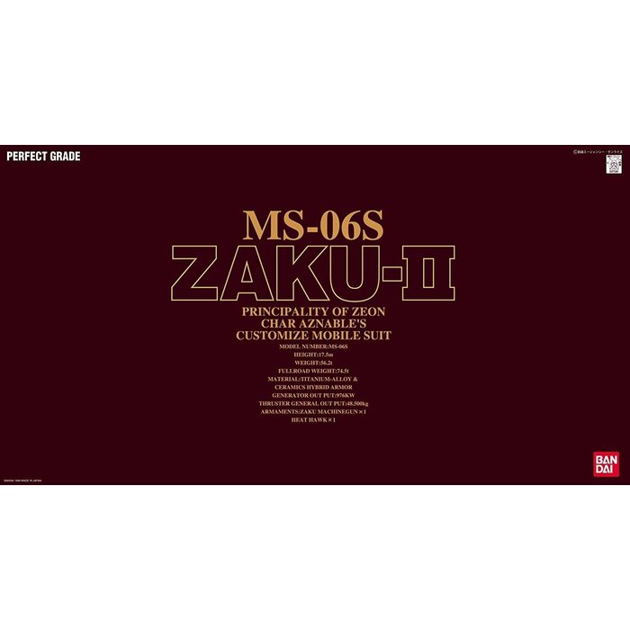 Bandai Gundam PG Zaku 2 MS-06S Model Kit 1/60