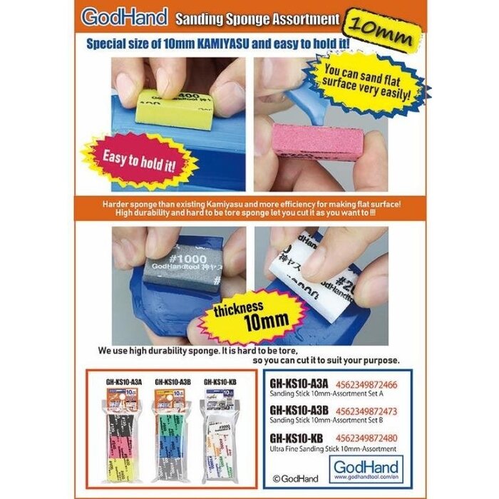 Godhand Godhand Kamiyasu-Sanding Stick10mm-Assortment Set A GH-KS10-A3A