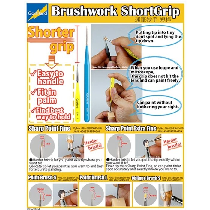 Godhand Godhand Brushwork Short Grip Point Brush L GH-EBRSYP-ML