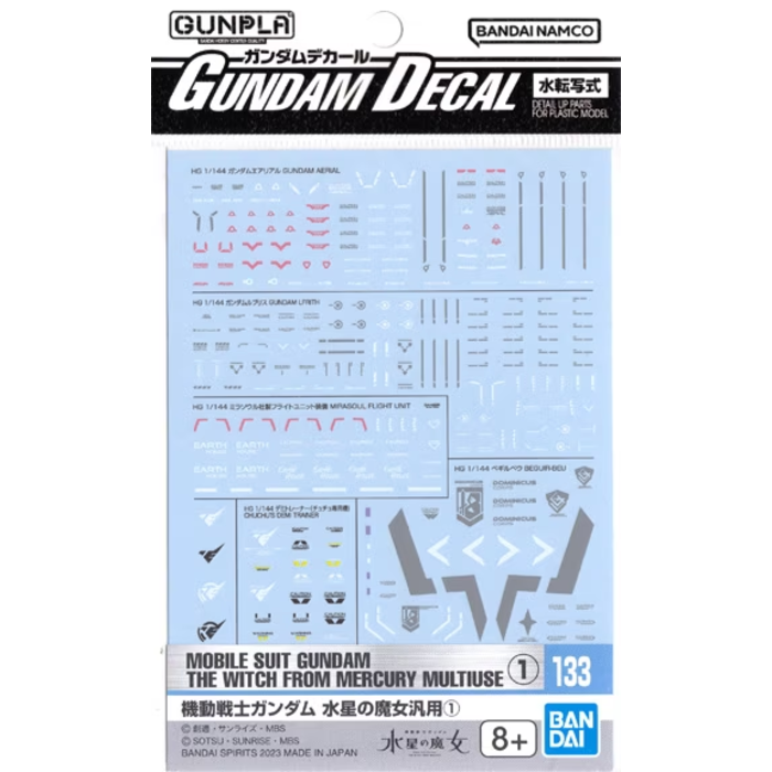 Bandai Gundam HG The Witch From Mercury Gundam Decal 133 Model Kit