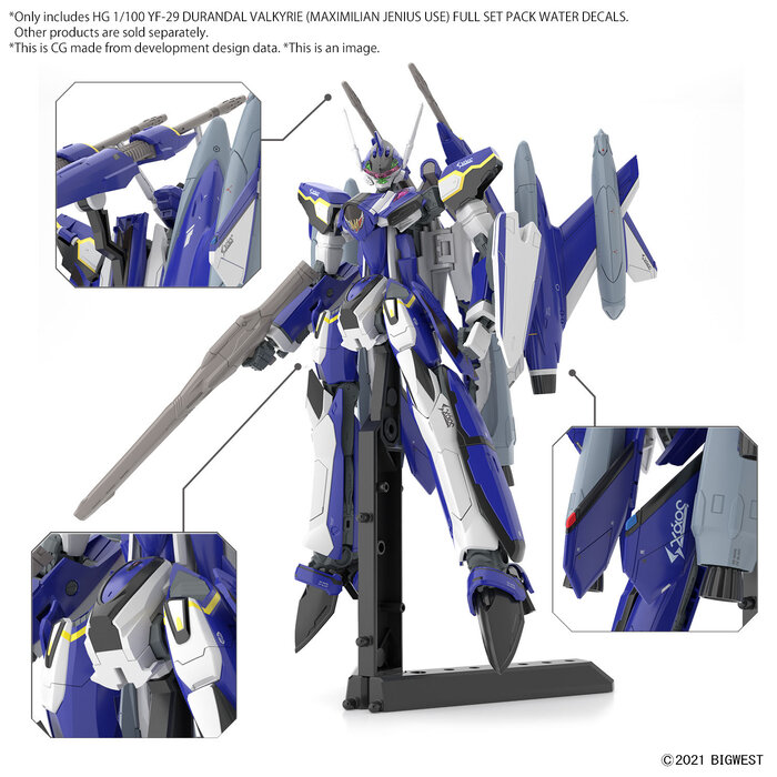 Bandai Gundam Macross HG 1/100 YF-29 Durandal Valkyrie Full Set Water Decal