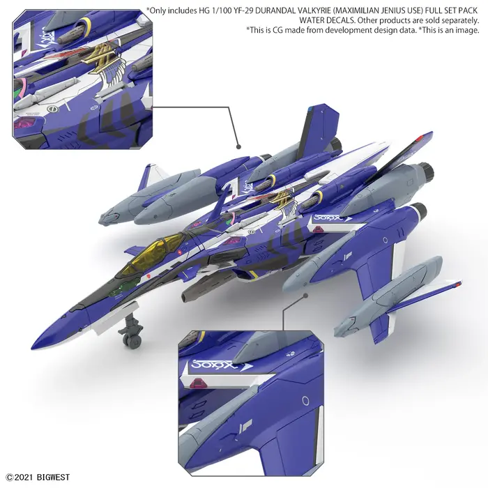 Bandai Gundam Macross HG 1/100 YF-29 Durandal Valkyrie Full Set Water Decal