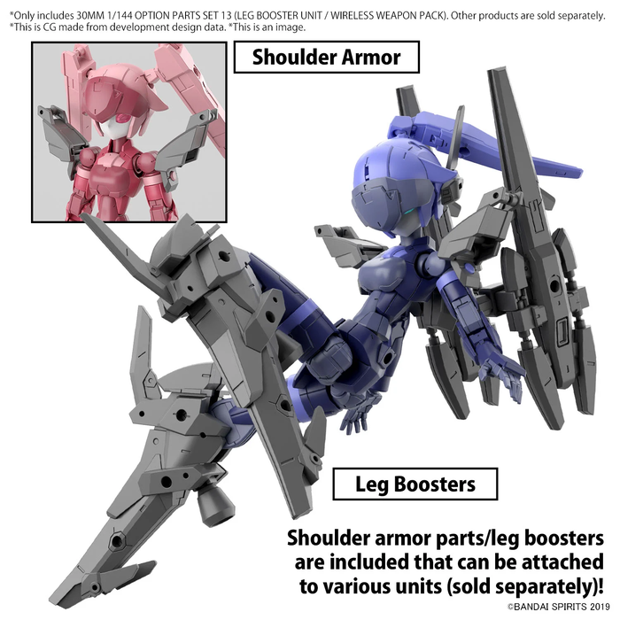 Bandai Gundam 30MM 1/144 Option Parts Set 13 (leg Booster Unit/Wireless Weapons) Model Kit