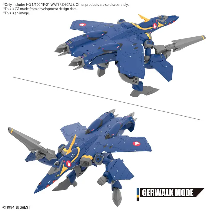 Bandai Macross HG 1/100 YF-21 Water Decals