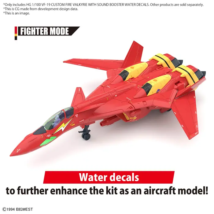 Bandai Macross HG 1/100 VF-19 Custom Fire Valkyrie Water Decals
