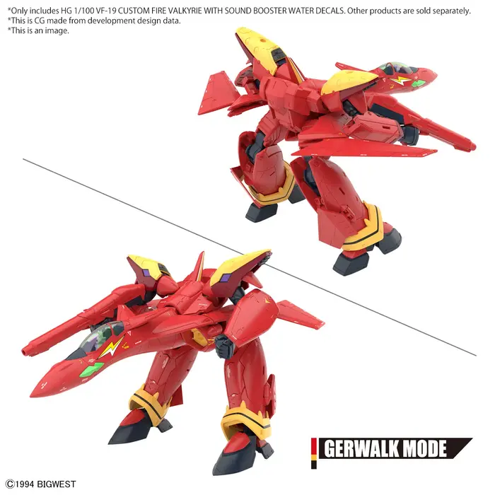 Bandai Macross HG 1/100 VF-19 Custom Fire Valkyrie Water Decals